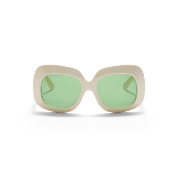 New! Valentino VLS 180B, Cream Sunglasses with Green Lenses, Authentic main image 4